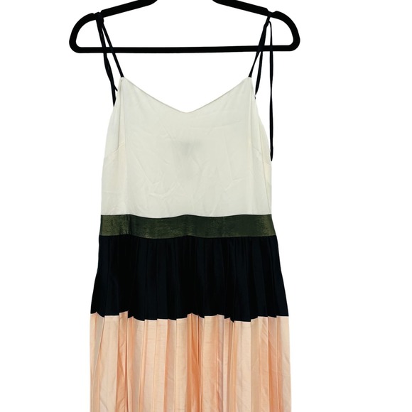 NWT Banana Republic Colorblock Pleated Midi Dress Citron Mix Size 4 - Picture 4 of 10